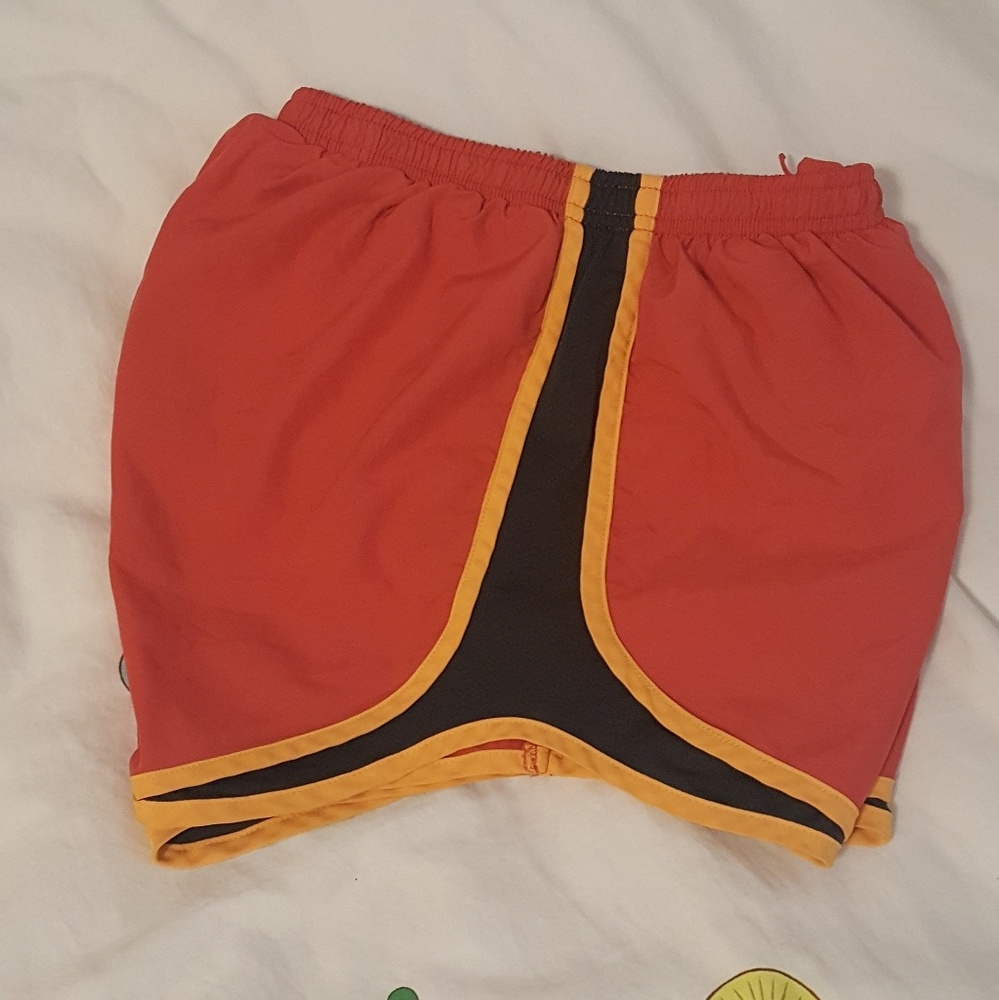 Nike Orange gold and charcoal Dri-Fit shorts